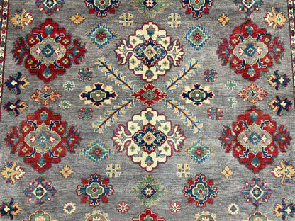Gray Kazak 9X12 Handmade Wool Rug # 13890