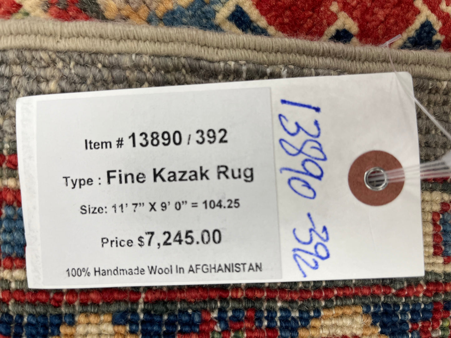 Gray Kazak 9X12 Handmade Wool Rug # 13890