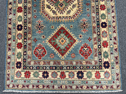 Kazak Light Blue 4X6 Handmade Wool Rug # 13760