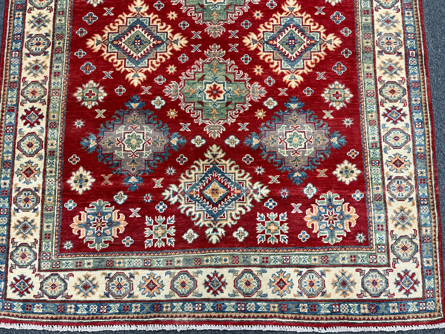 Geometric Red Kazak Oriental Rug 5X7 # 13822