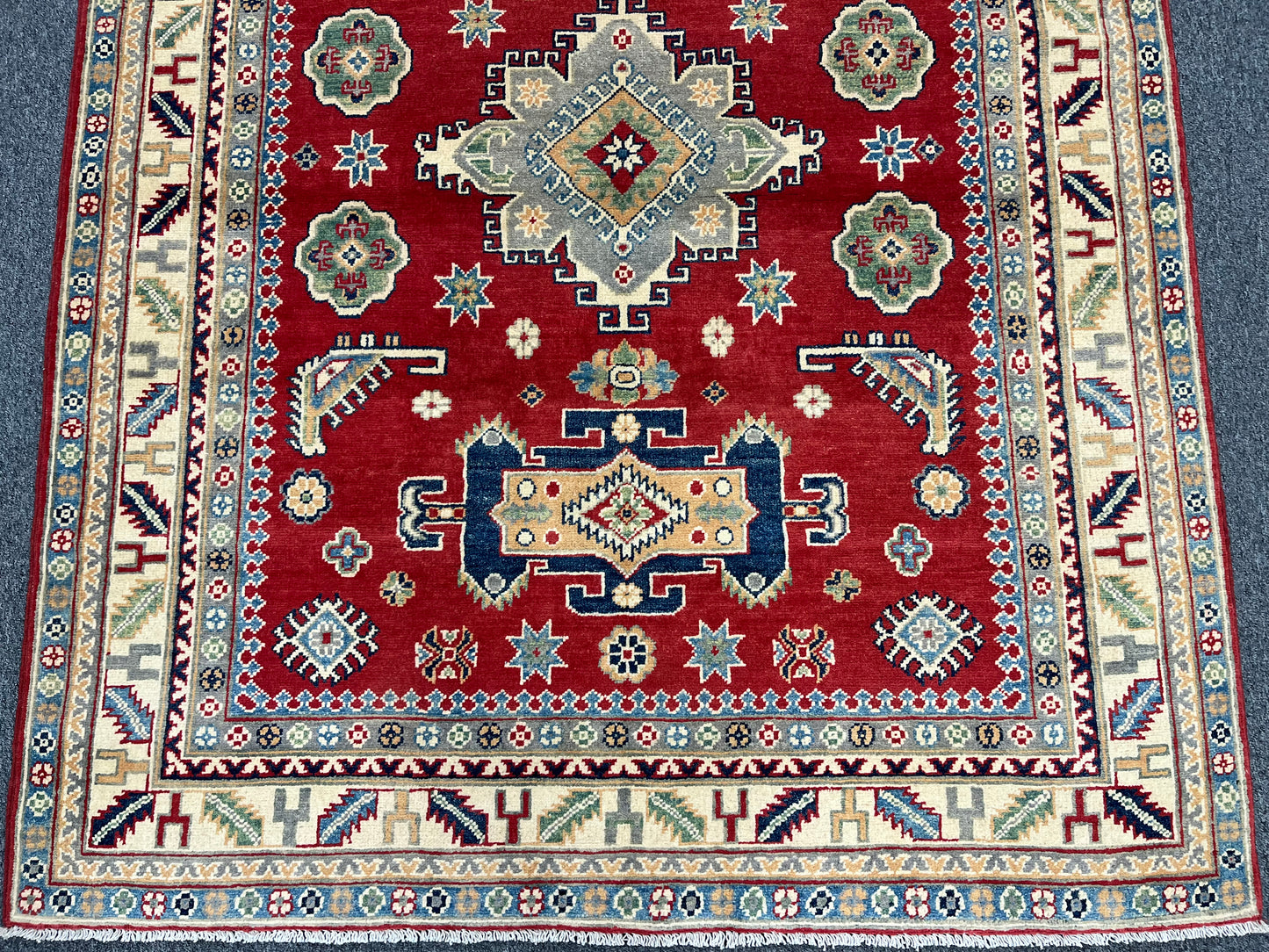 Geometric Red 5X7 Kazak Oriental Rug # 13829