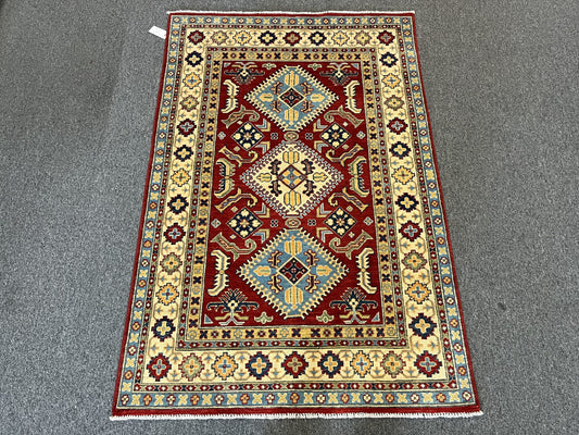 4X6 Red Kazak Handmade Wool Rug # 12519