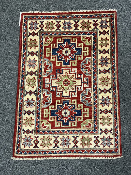 2' X 3' Fine Kazak Handmade Wool Rug # 12602