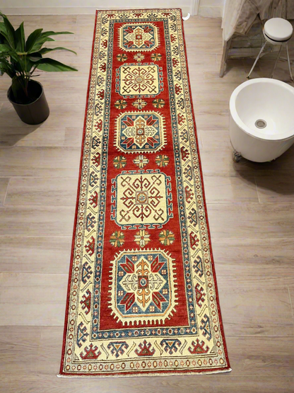 Kazak Tribal 2' 7"X10' Handmade Wool Runner Rug # 10033