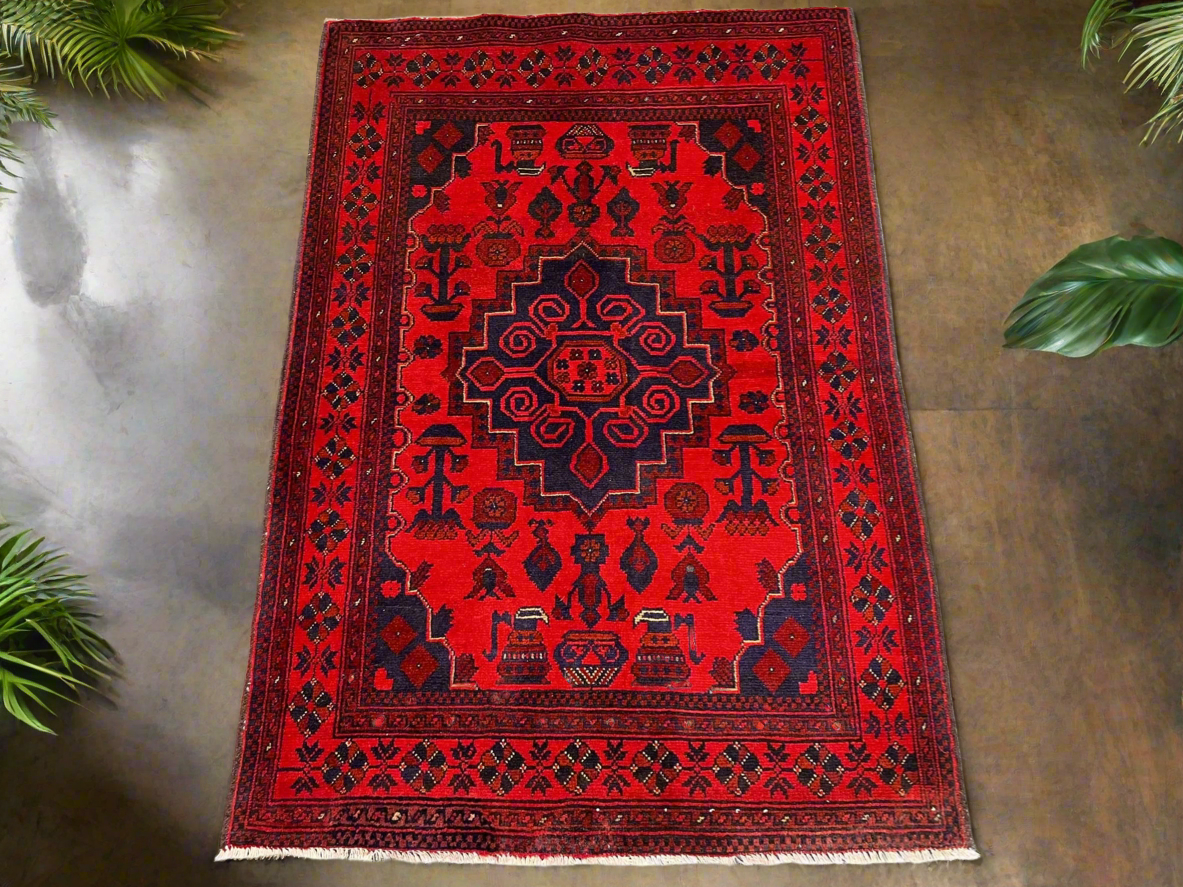 Khal Mohammadi Red Area Rug 3X5 Handmade Wool # 13489