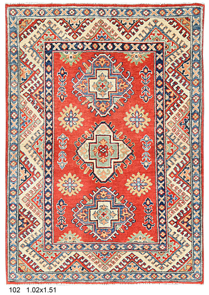 Kazak Rust 3X5 Handmade Wool Rug # 14463