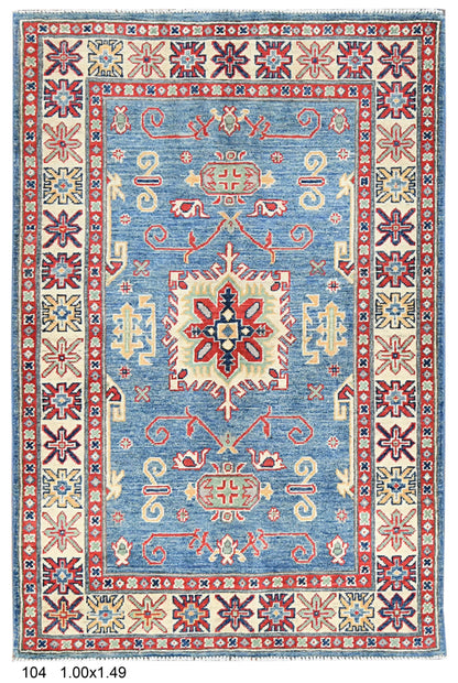 Kazak Light Blue 3X5 Handmade Wool Rug # 14465