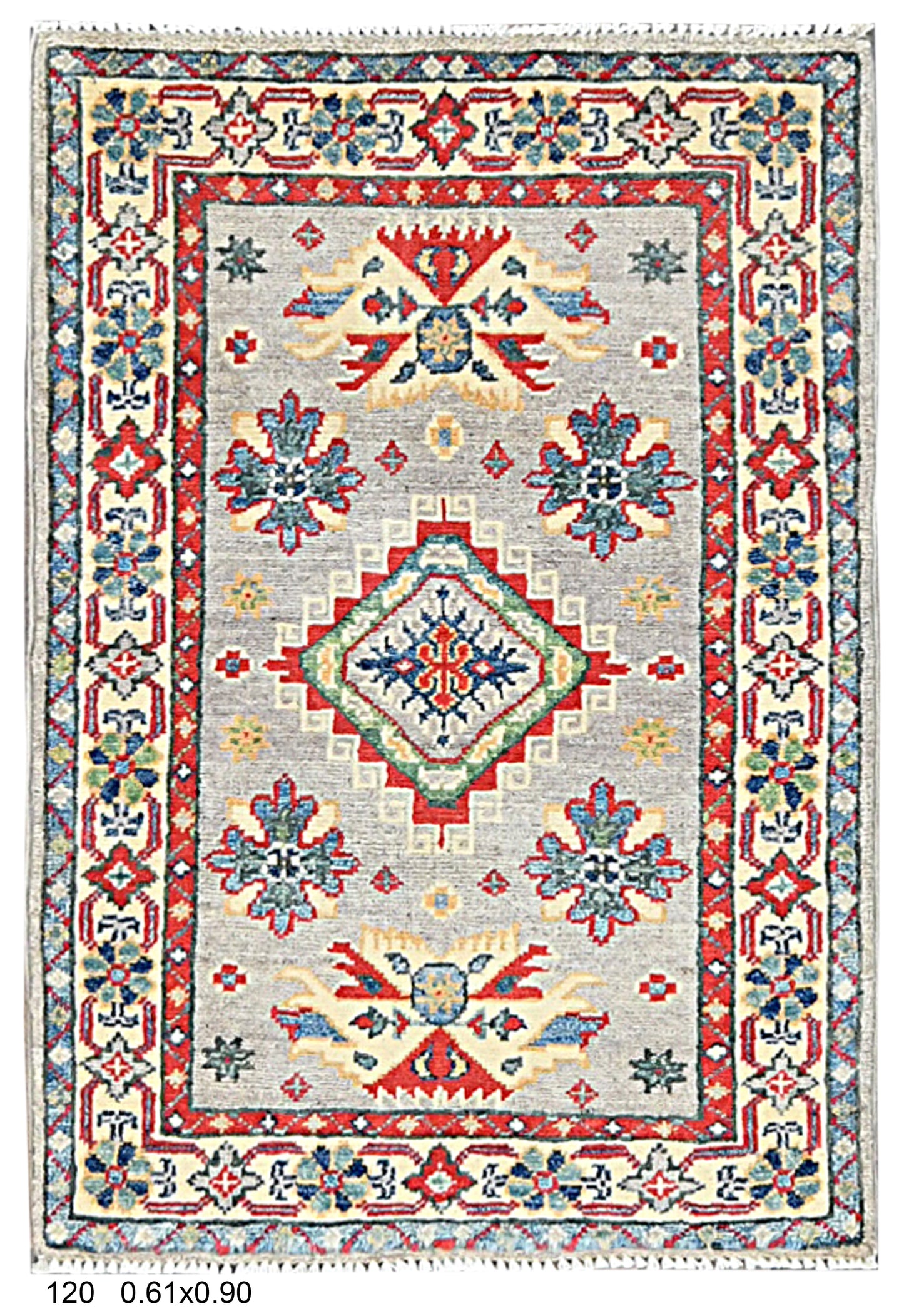 2X3 Gray Kazak Handmade Wool Tribal Rug # 14481