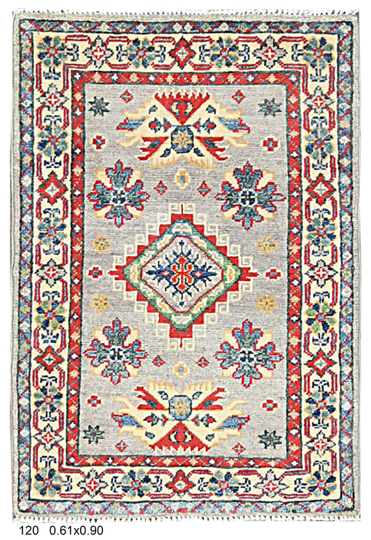 2X3 Gray Kazak Handmade Wool Tribal Rug # 14481