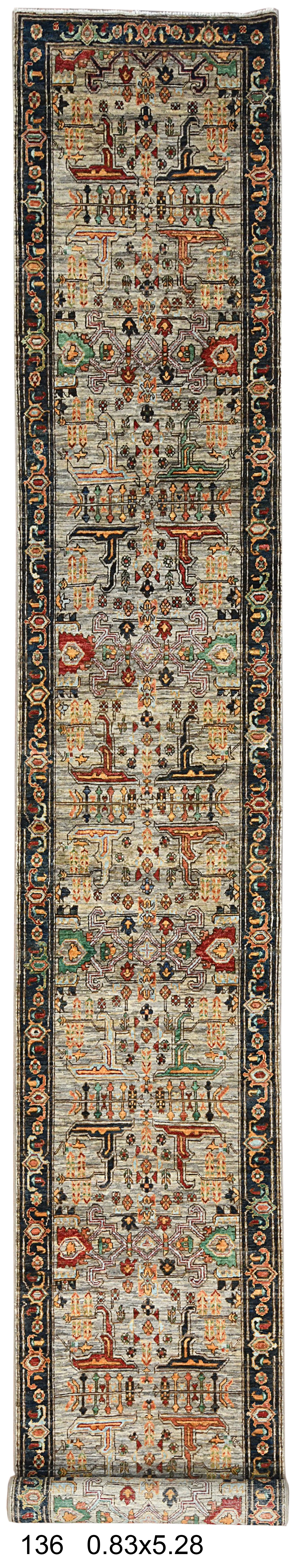 2' 9"X19 Afghan Serapi Handmade Wool Runner Rug # 14497