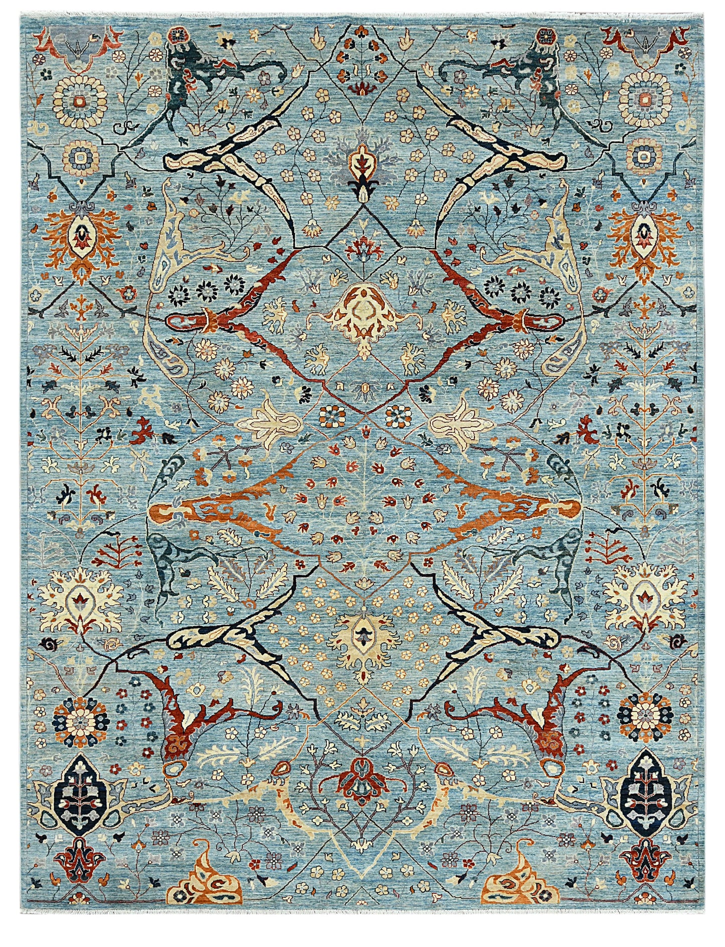 9X12 Light Blue Bijar Handmade Wool Rug # 14532