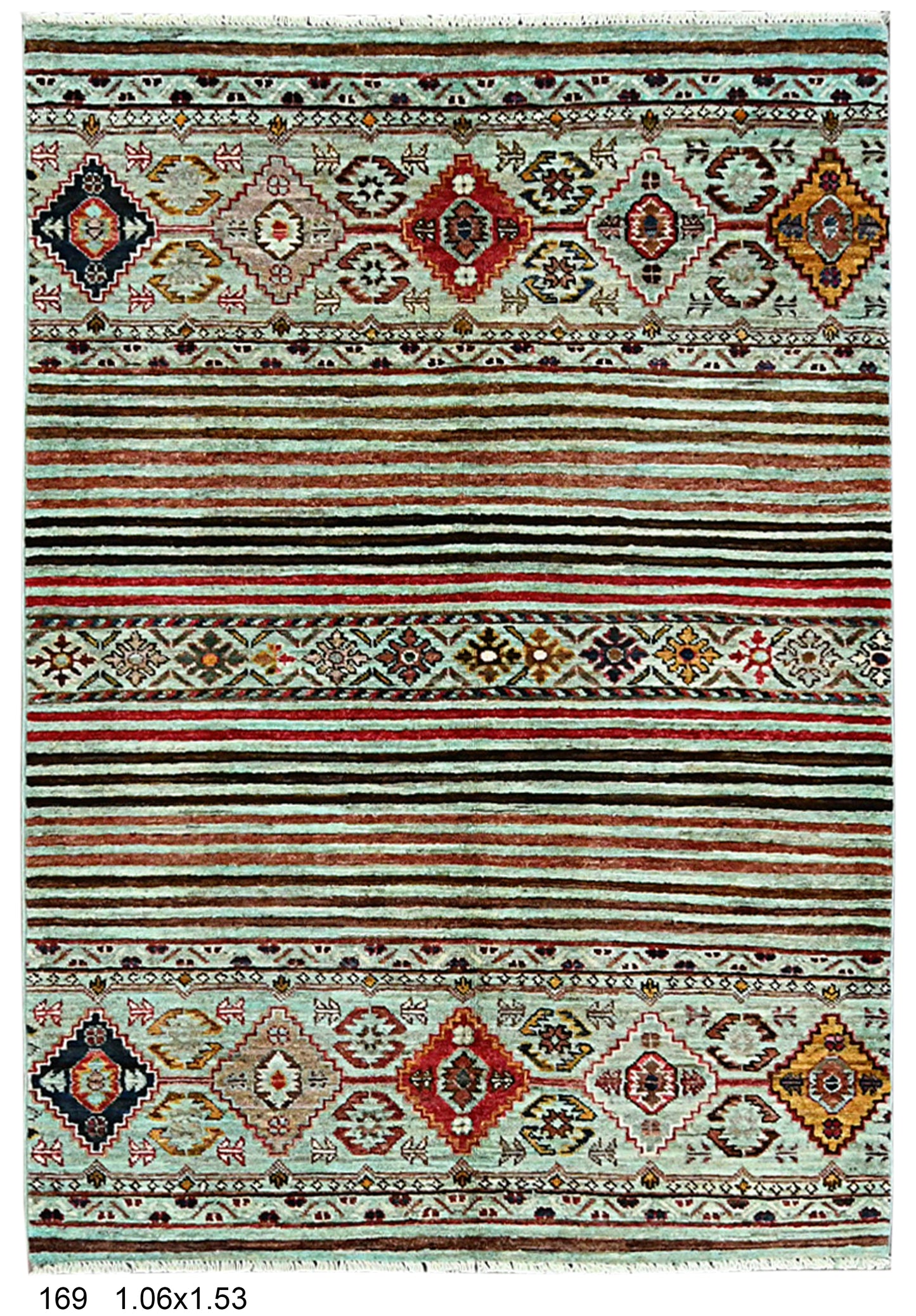 Multicolor Khorjin 3X5 Handmade Wool Rug # 14530