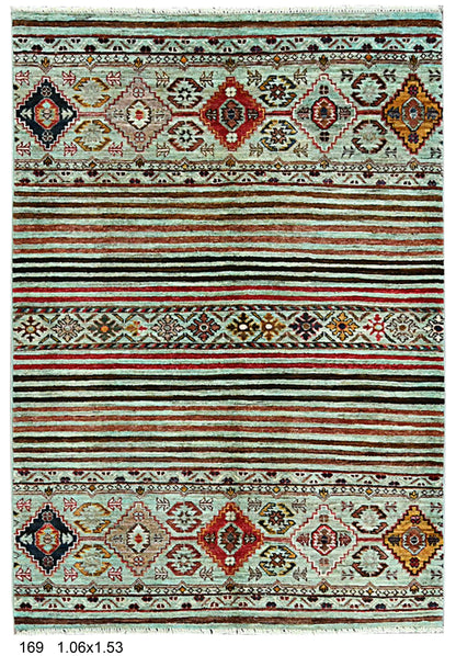 Multicolor Khorjin 3X5 Handmade Wool Rug # 14530