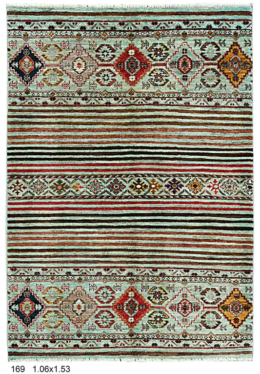 Multicolor Khorjin 3X5 Handmade Wool Rug # 14530