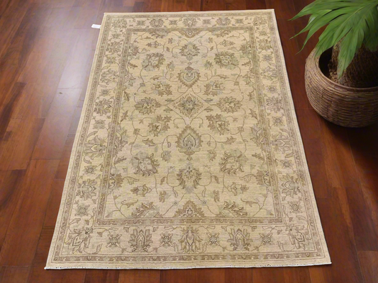 Oushak Ivory/antique looks 5X7 Handmade Wool Rug # 9291