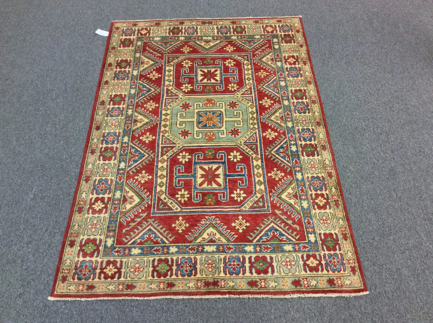 Kazak Multicolor 4X6 Handmade Wool Rug # 9489