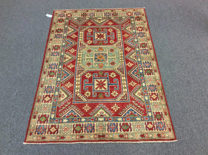 Kazak Multicolor 4X6 Handmade Wool Rug # 9489