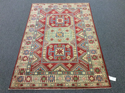 Kazak Multicolor 4X6 Handmade Wool Rug # 9489