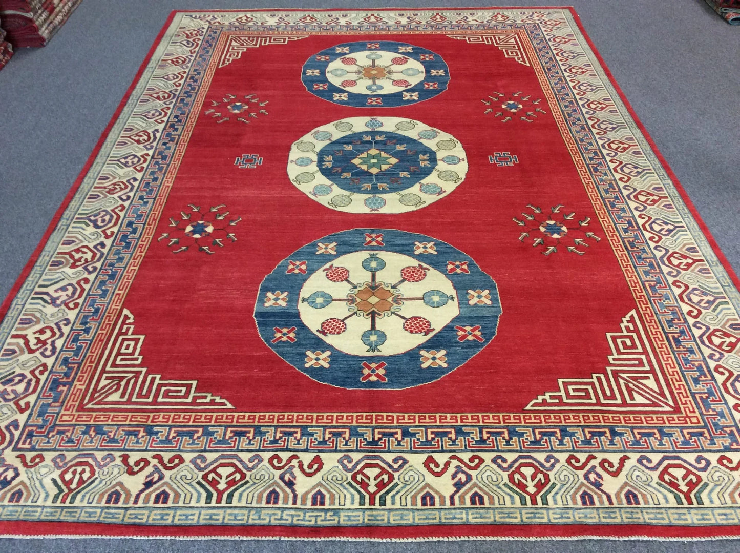 Red/Orange 9X12 Kazak Handmade Wool Rug # 10713