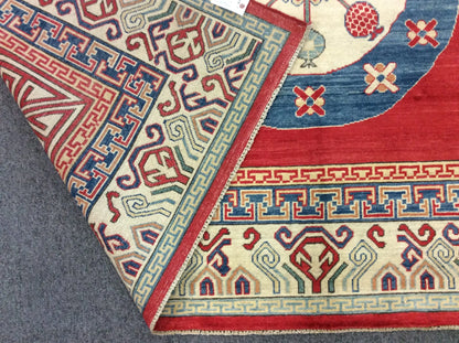 Red/Orange 9X12 Kazak Handmade Wool Rug # 10713