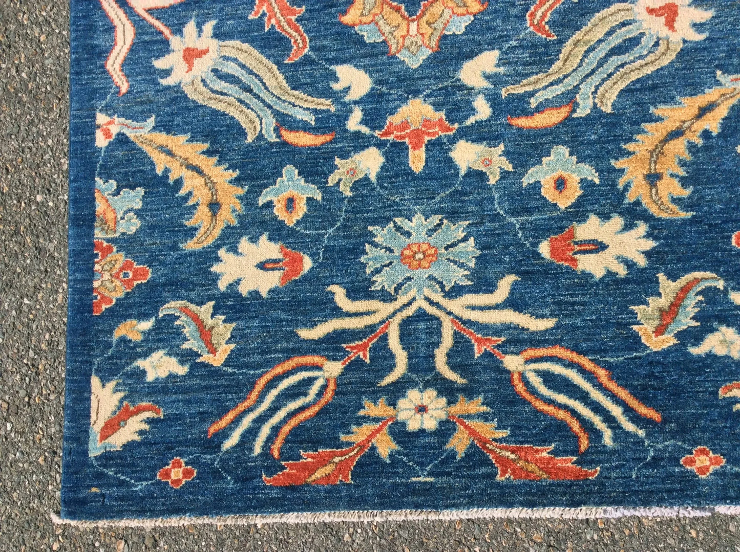 Blue floral Modern 13X13 Handmade Wool Rug # 11367