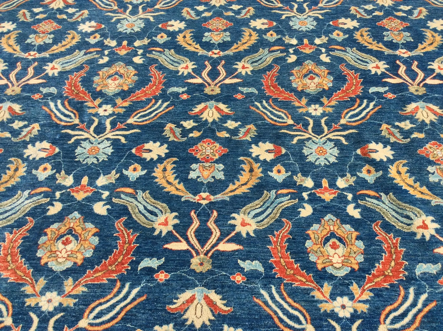 Blue floral Modern 13X13 Handmade Wool Rug # 11367