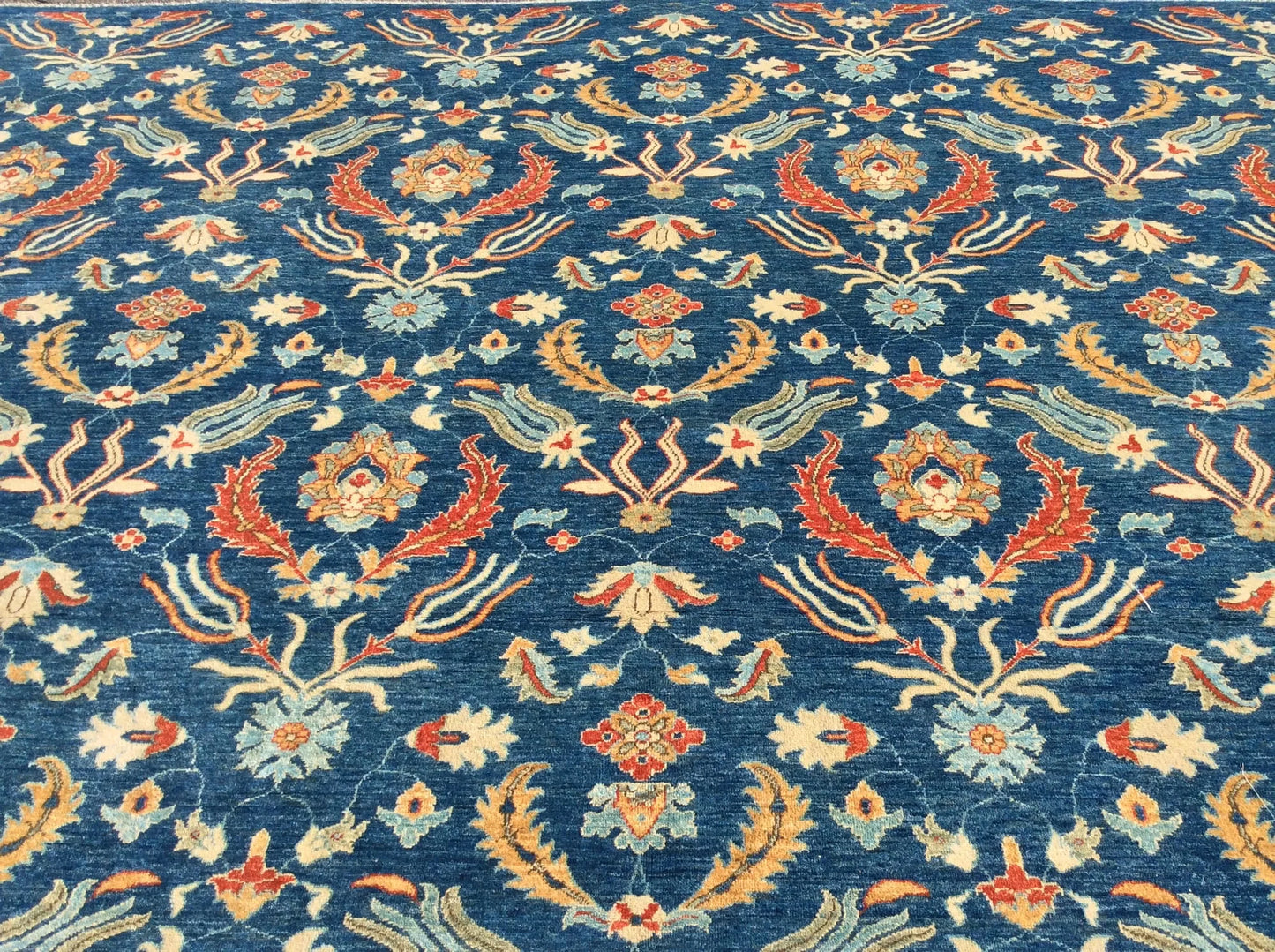 Blue floral Modern 13X13 Handmade Wool Rug # 11367