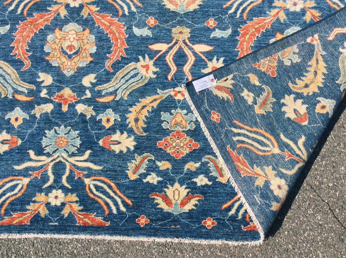 Blue floral Modern 13X13 Handmade Wool Rug # 11366