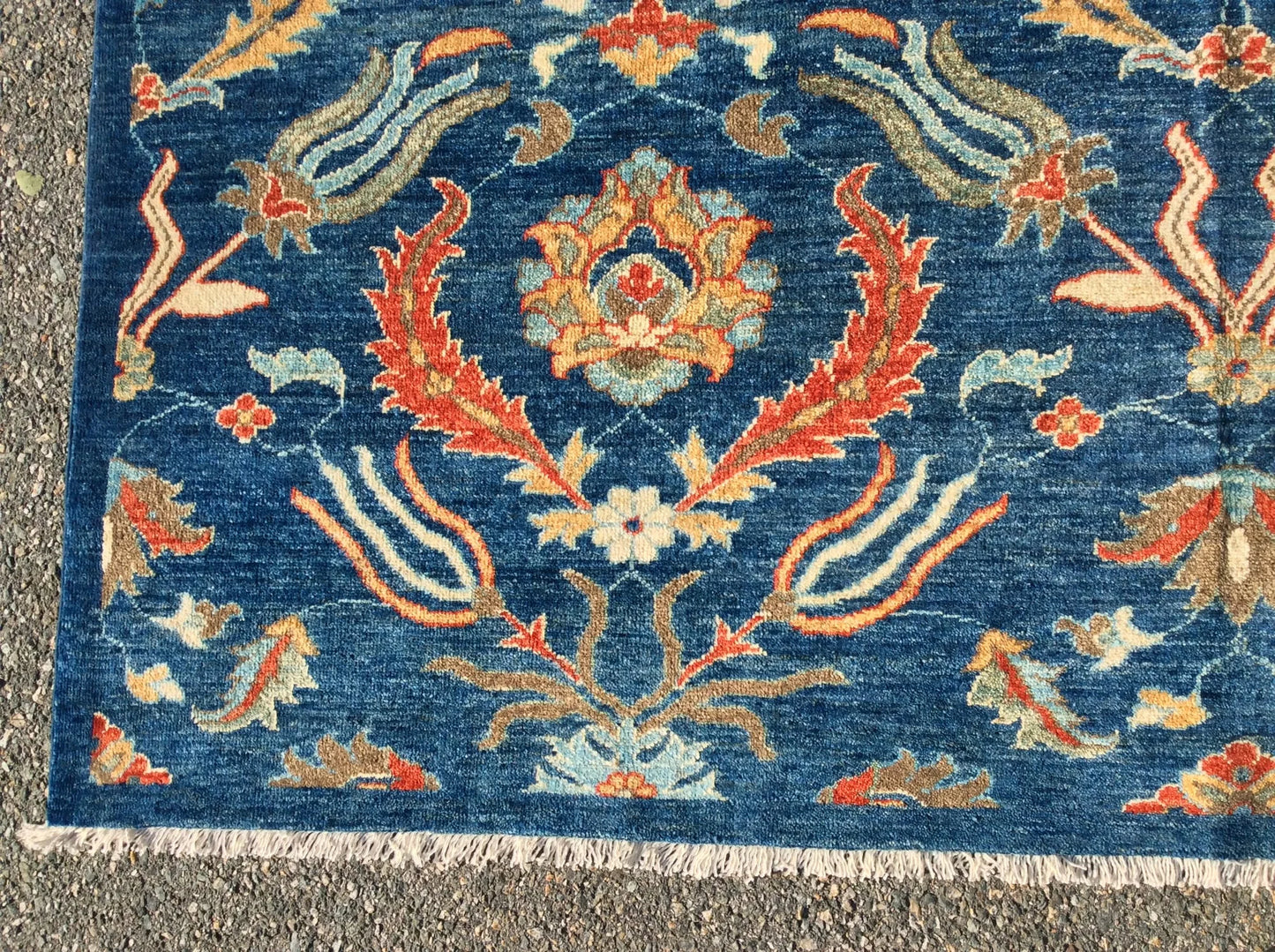 Blue floral Modern 13X13 Handmade Wool Rug # 11366