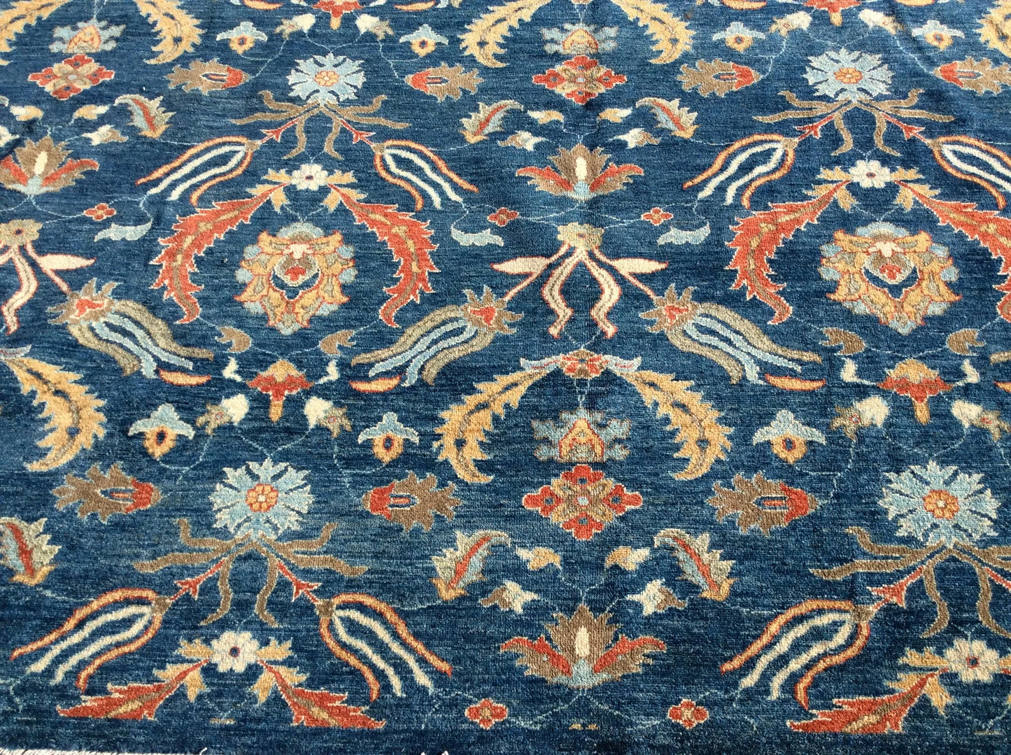 Blue floral Modern 13X13 Handmade Wool Rug # 11366