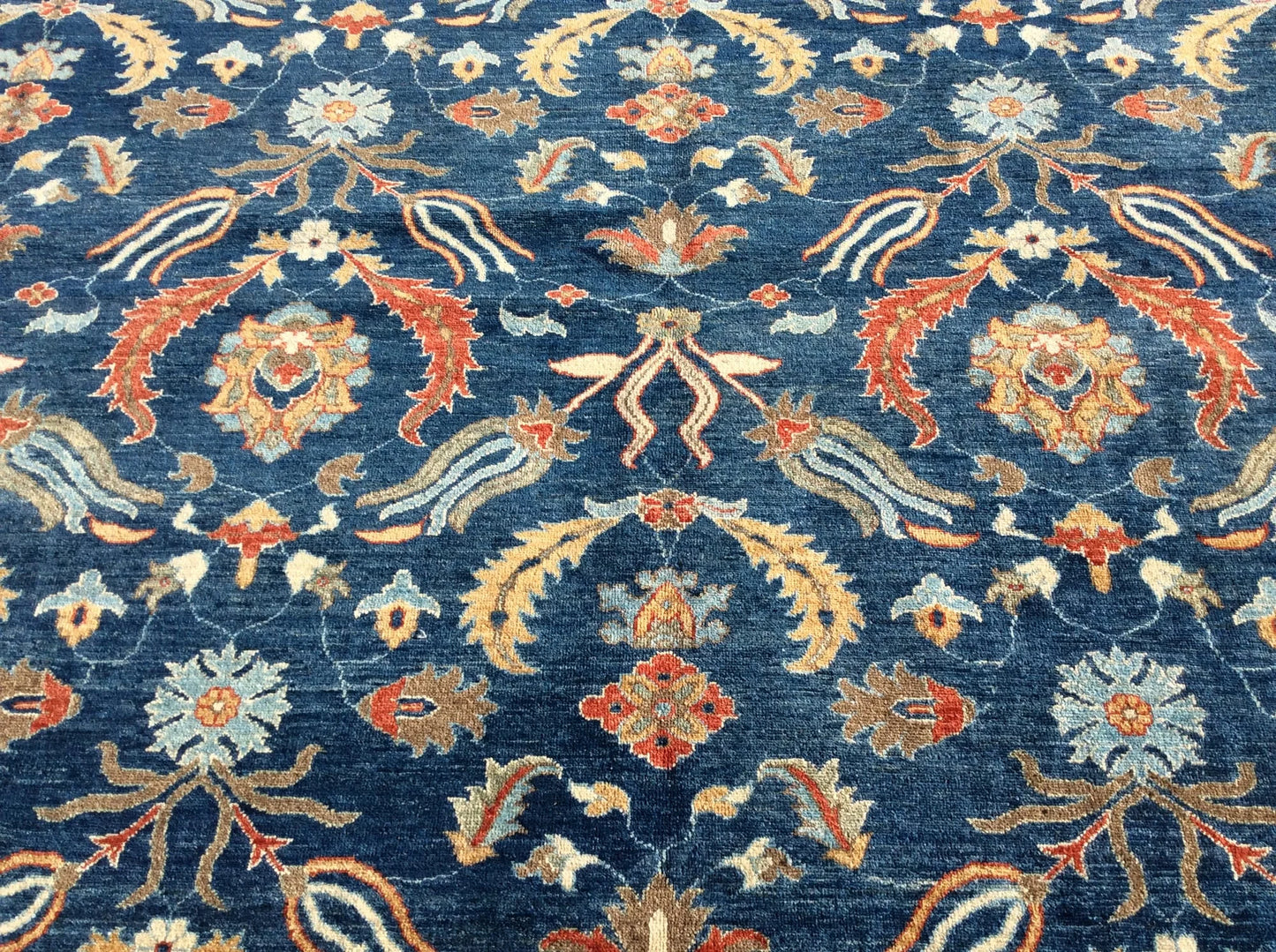 Blue floral Modern 13X13 Handmade Wool Rug # 11366