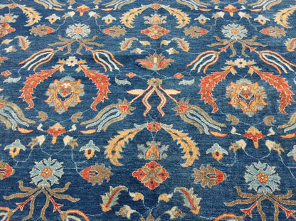 Blue floral Modern 13X13 Handmade Wool Rug # 11366