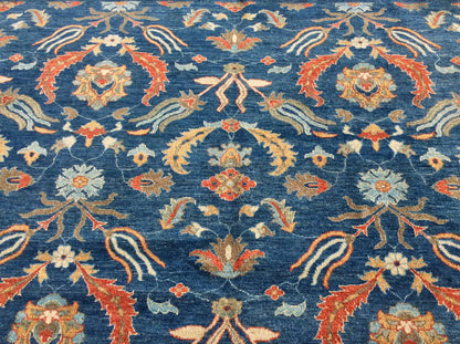 Blue floral Modern 13X13 Handmade Wool Rug # 11366