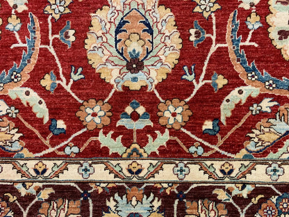 9X12 Red/Burgundy Mahal Handmade Wool Rug # 11263