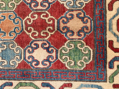 8X10 Kazak Rest/Beige/ Multicolor Handmade Wool Rug # 9961