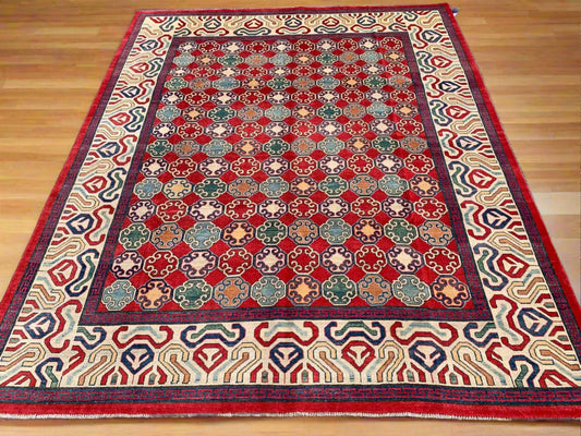 Multicolor 8X10 Kazak Handmade Wool Rug # 10706