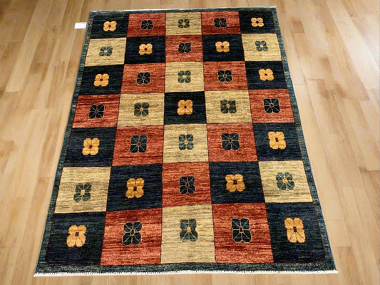 Afghan Gabbeh Contemporary 5X7 Handmade Wool Rug # 8992