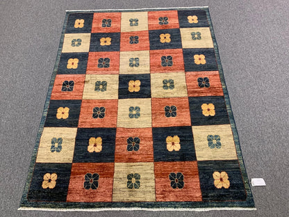 Afghan Gabbeh Contemporary 5X7 Handmade Wool Rug # 8992