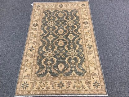 Gray Oushak 4X6 Handmade Wool Rug # 10331