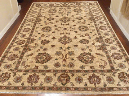 Ivory/Gold 8X11 Ziegler Handmade Wool Rug # 7975