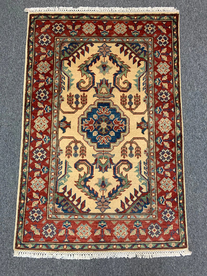 Gold Kazak 3X4 Handmade Wool Rug # 11739