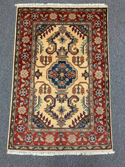 Gold Kazak 3X4 Handmade Wool Rug # 11739