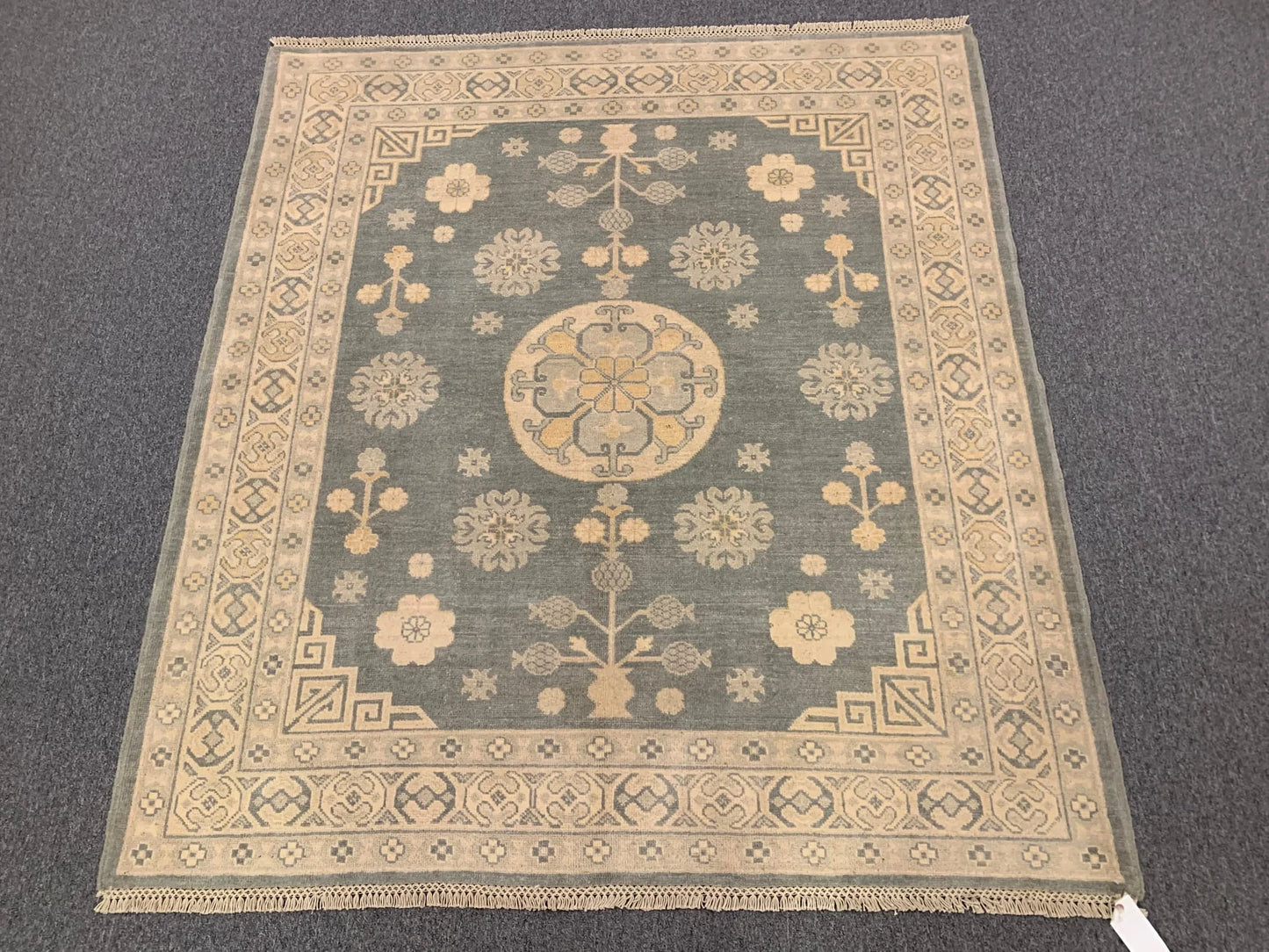 Oushak Ivory/Gray 5X6 Handmade Wool Rug # 11558