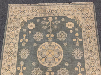 Oushak Ivory/Gray 5X6 Handmade Wool Rug # 11558