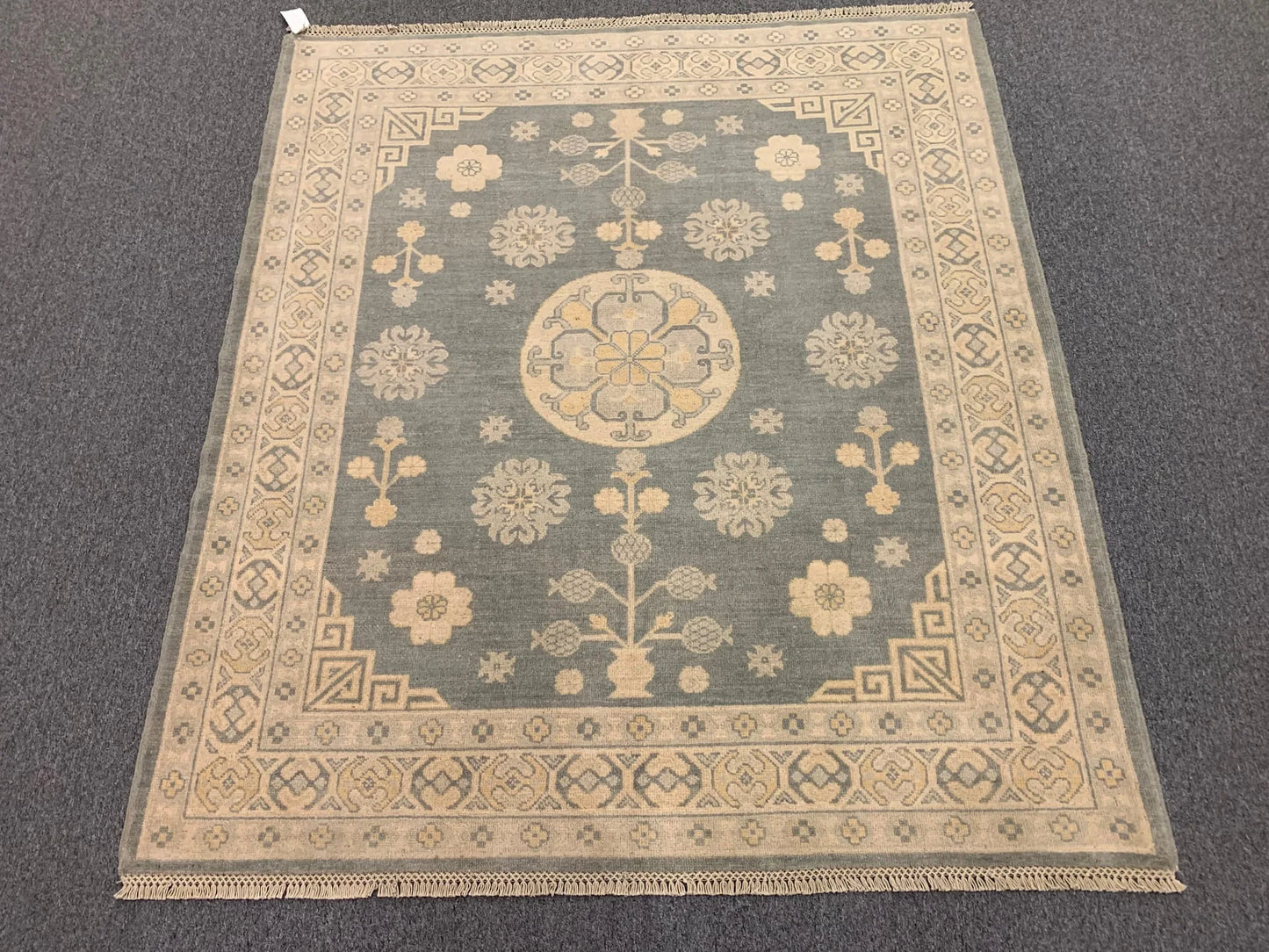 Oushak Ivory/Gray 5X6 Handmade Wool Rug # 11558