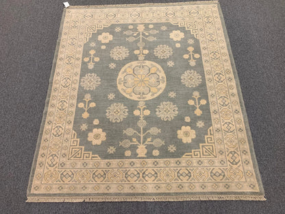 Oushak Ivory/Gray 5X6 Handmade Wool Rug # 11558