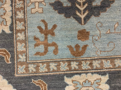 Light blue/Charcoal 9X12 Oushak Handmade Wool Rug # 10686