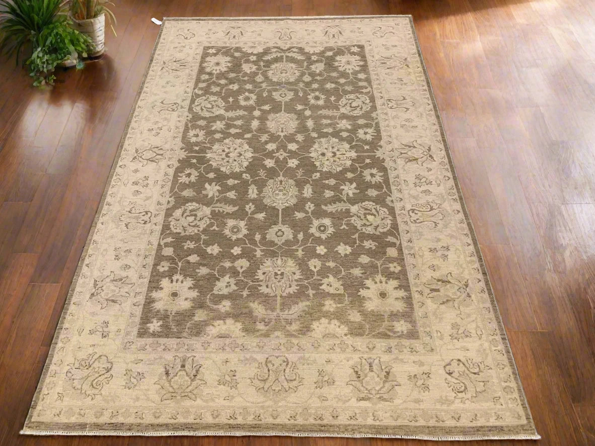 Soft Gray/Beige Ziegler 6X9 Handmade Wool Rug # 9653