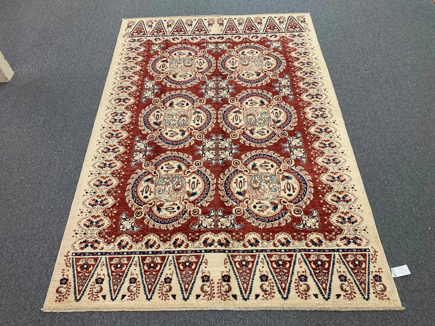 Tribal Afghan Kerman 6X9 Handmade Wool Rug # 9154