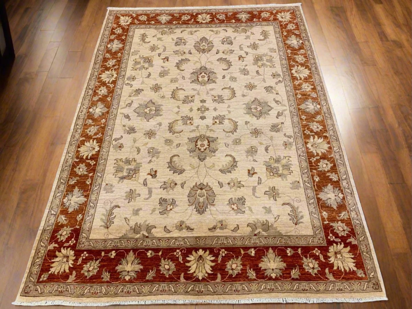 Beige/Rest 6X9 Ziegler Handmade Wool Rug # 7952